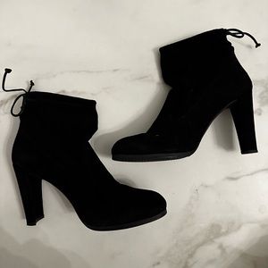 Stuart Weitzman black suede mitten ankle booties
